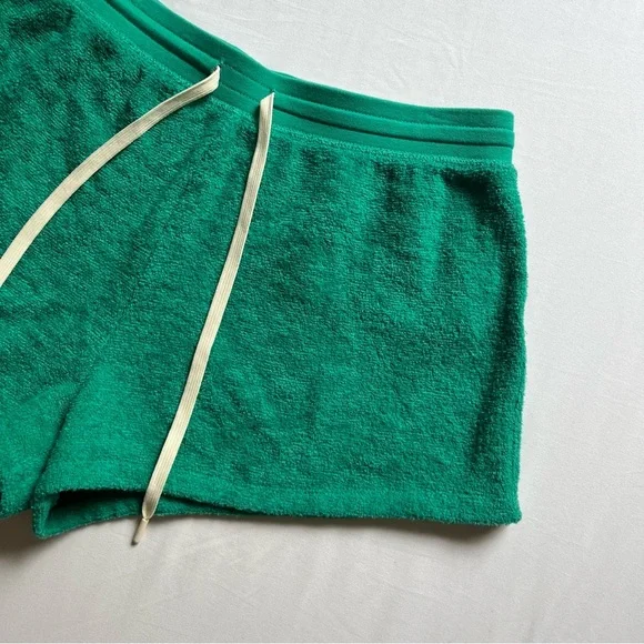 OUTERKNOWN green terry cloth knit high rise elastic waist drawstring shorts - Picture 3 of 7